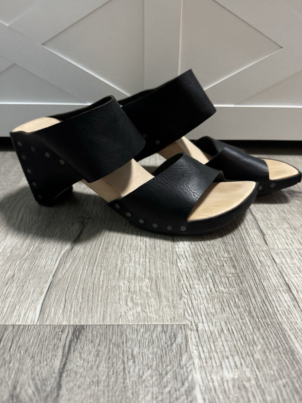 Trippen Zofe F Sz 40 Wedge Heel Clog Sandals Black